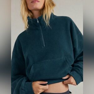 Fabletics Rayne 1/4 Zip Cropped Polar Fleece Teal L